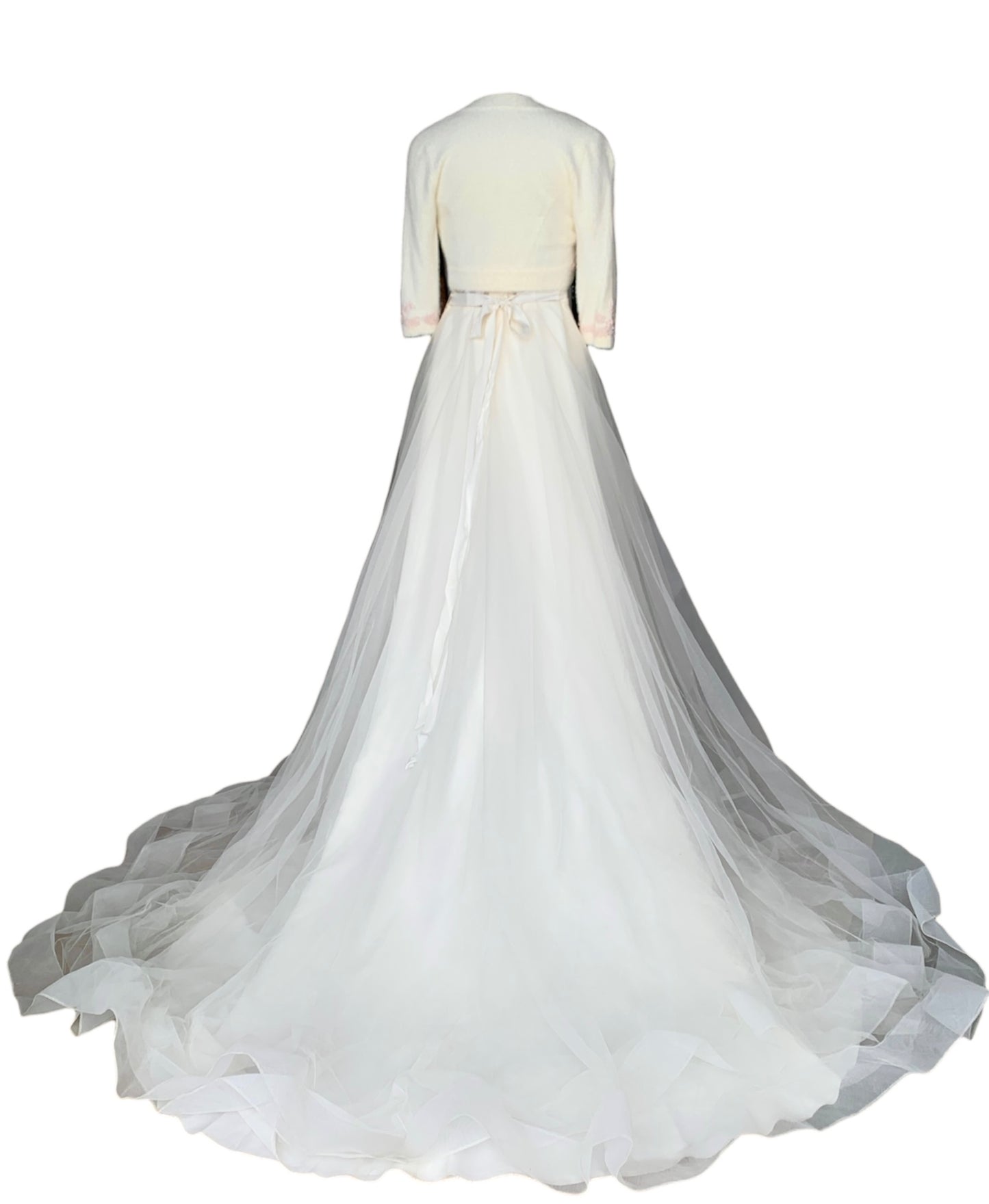 Timeless V-Neckline Spaghetti Strap A-Line Wedding Gown with Matching Angora Shrug